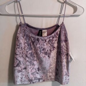 Velvet cropped tank top in violet